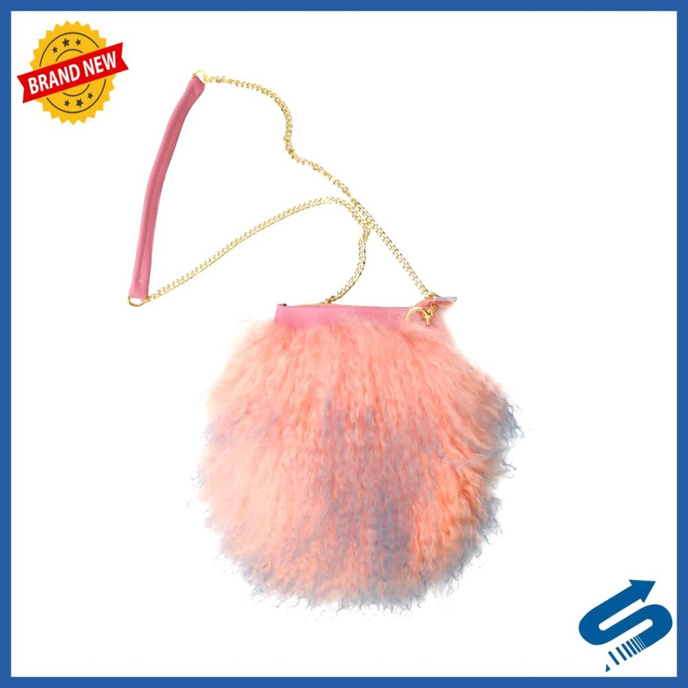 Furry Crossbody Bag Real Curly Mongolian Fur Purse Fluffy Clutch Shoulder Bag